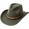 Cappello cowboy taglia unica in feltro verde oliva con fascia intrecciata stile western
