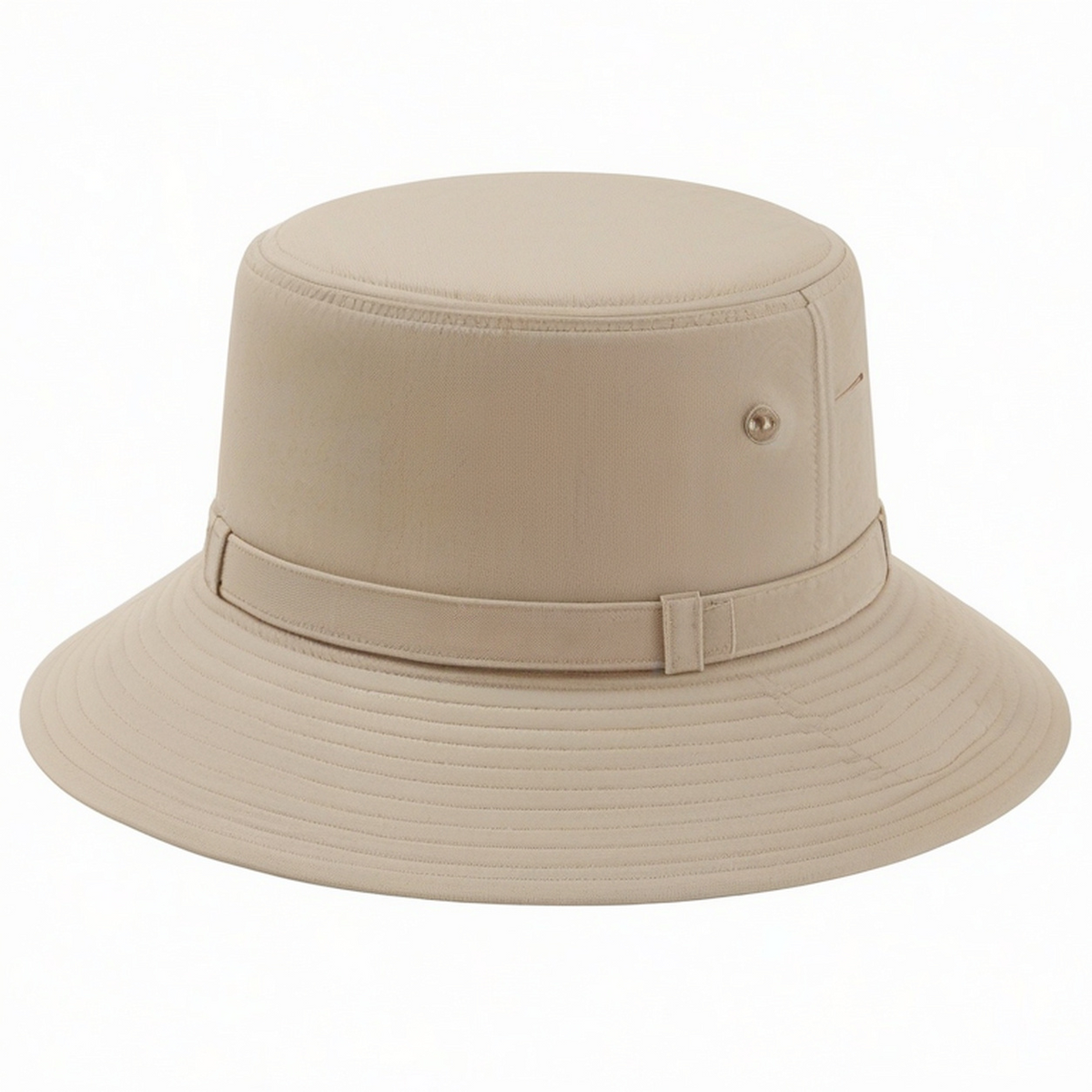 Cappello pescatore taglia unica in tessuto beige con tesa ampia stile casual