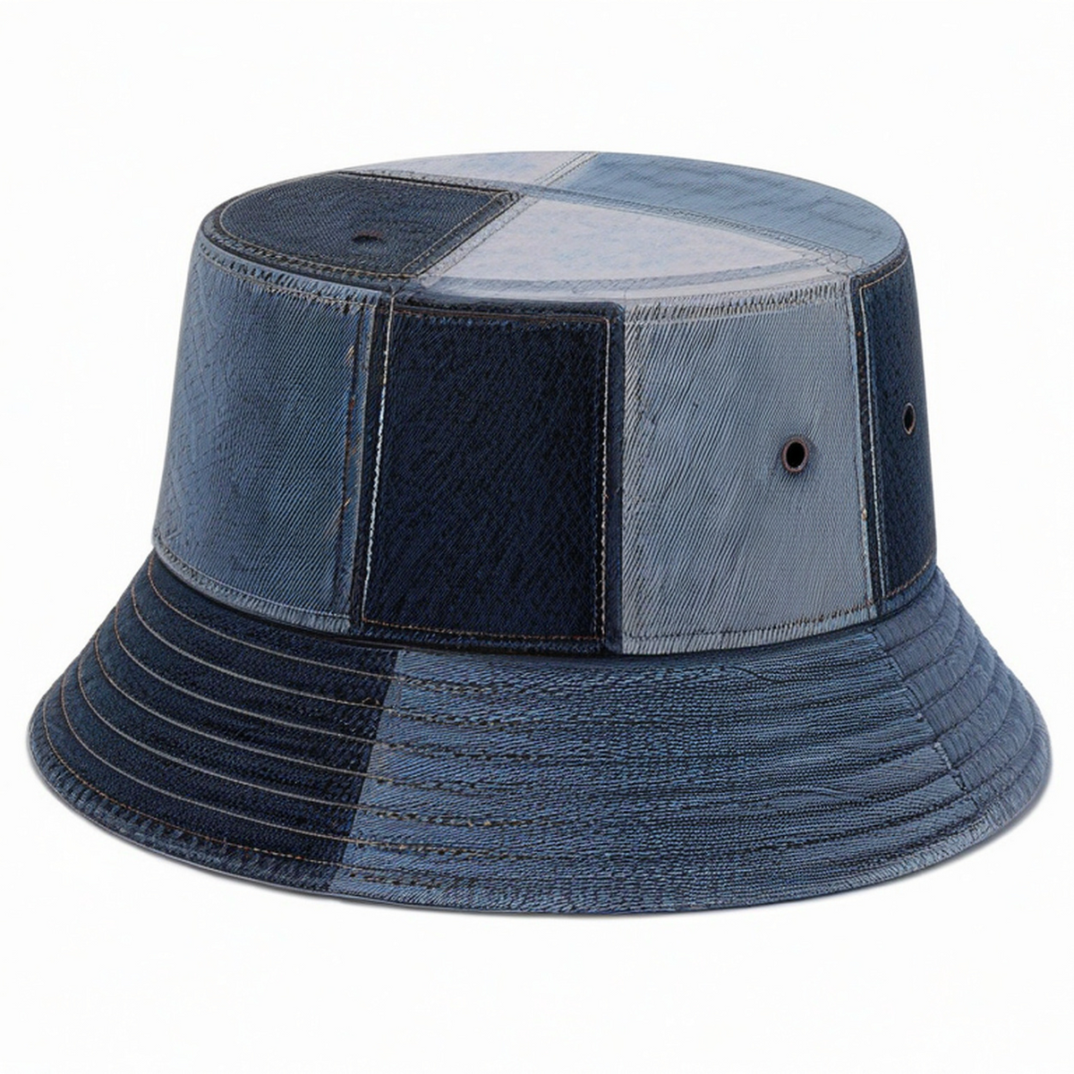 Cappello pescatore taglia unica in denim blu patchwork casual