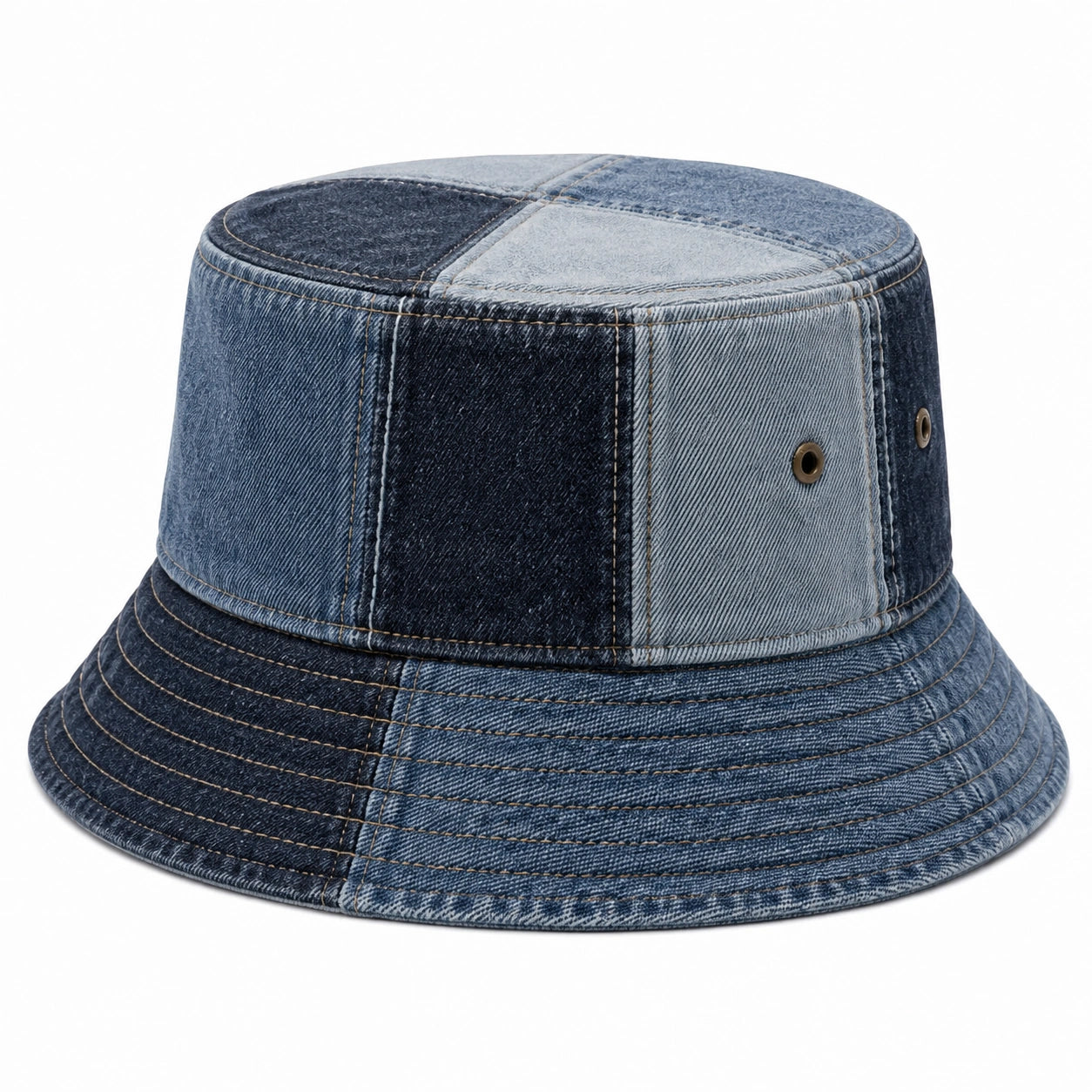 Cappello pescatore taglia unica in denim blu patchwork casual