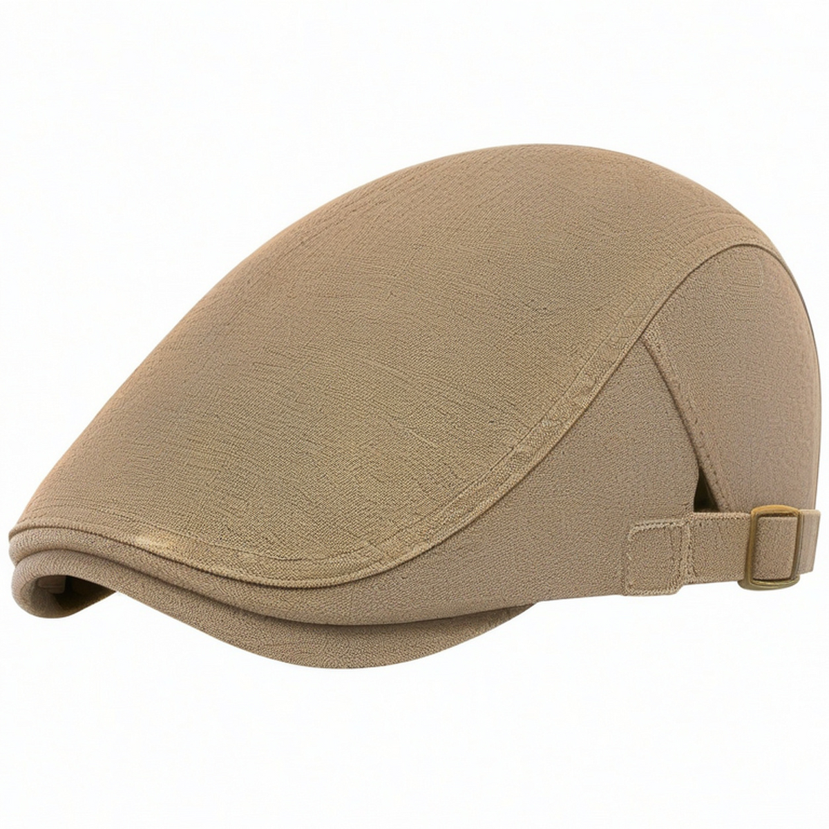 Coppola uomo taglia unica in tessuto beige regolabile stile classico
