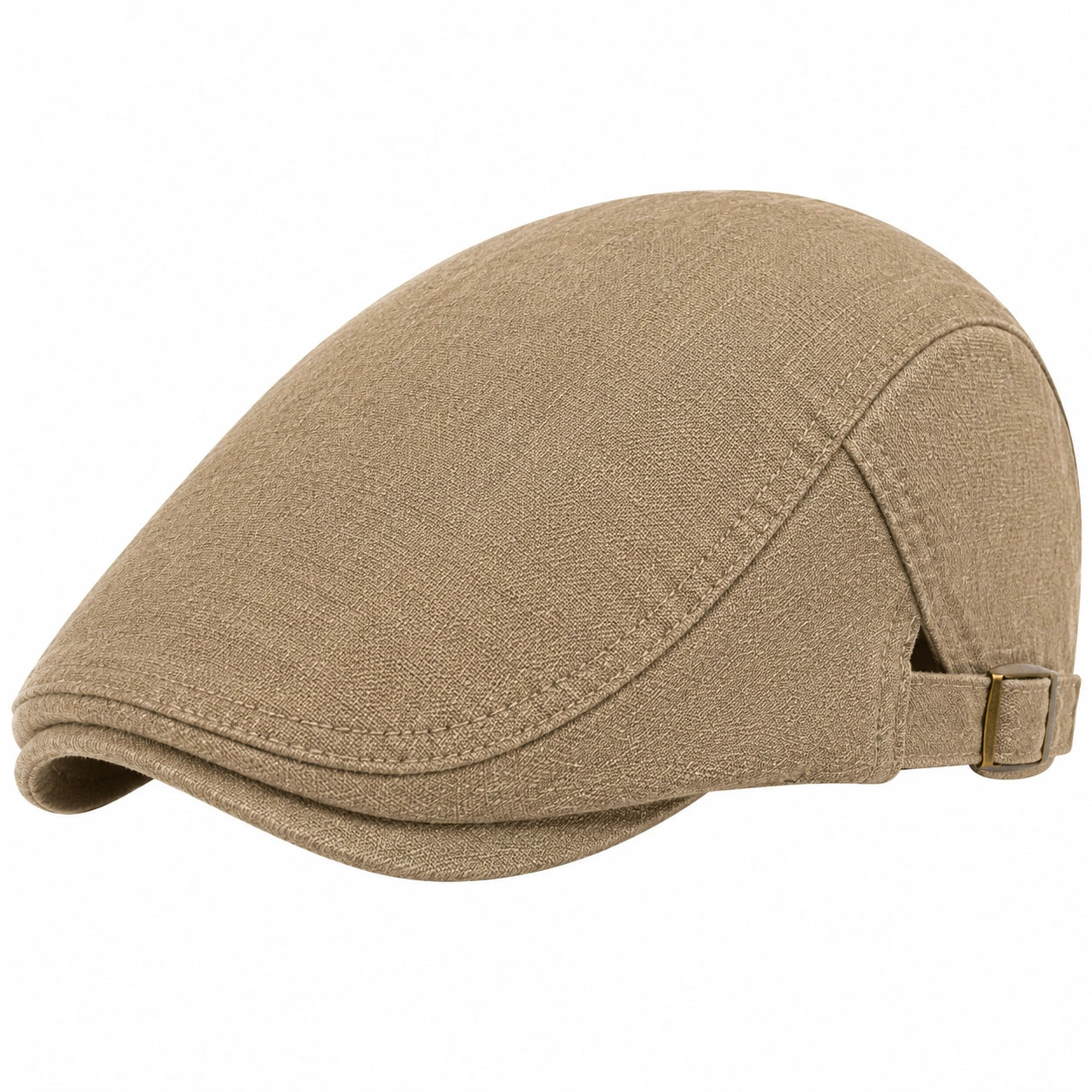 Coppola uomo taglia unica in tessuto beige regolabile stile classico