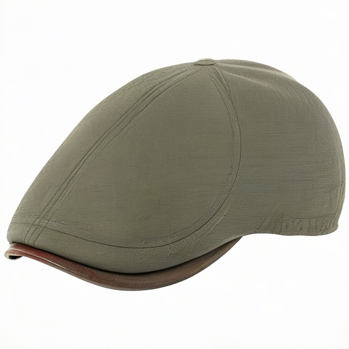 Coppola taglia unica in tessuto verde oliva con visiera marrone stile casual