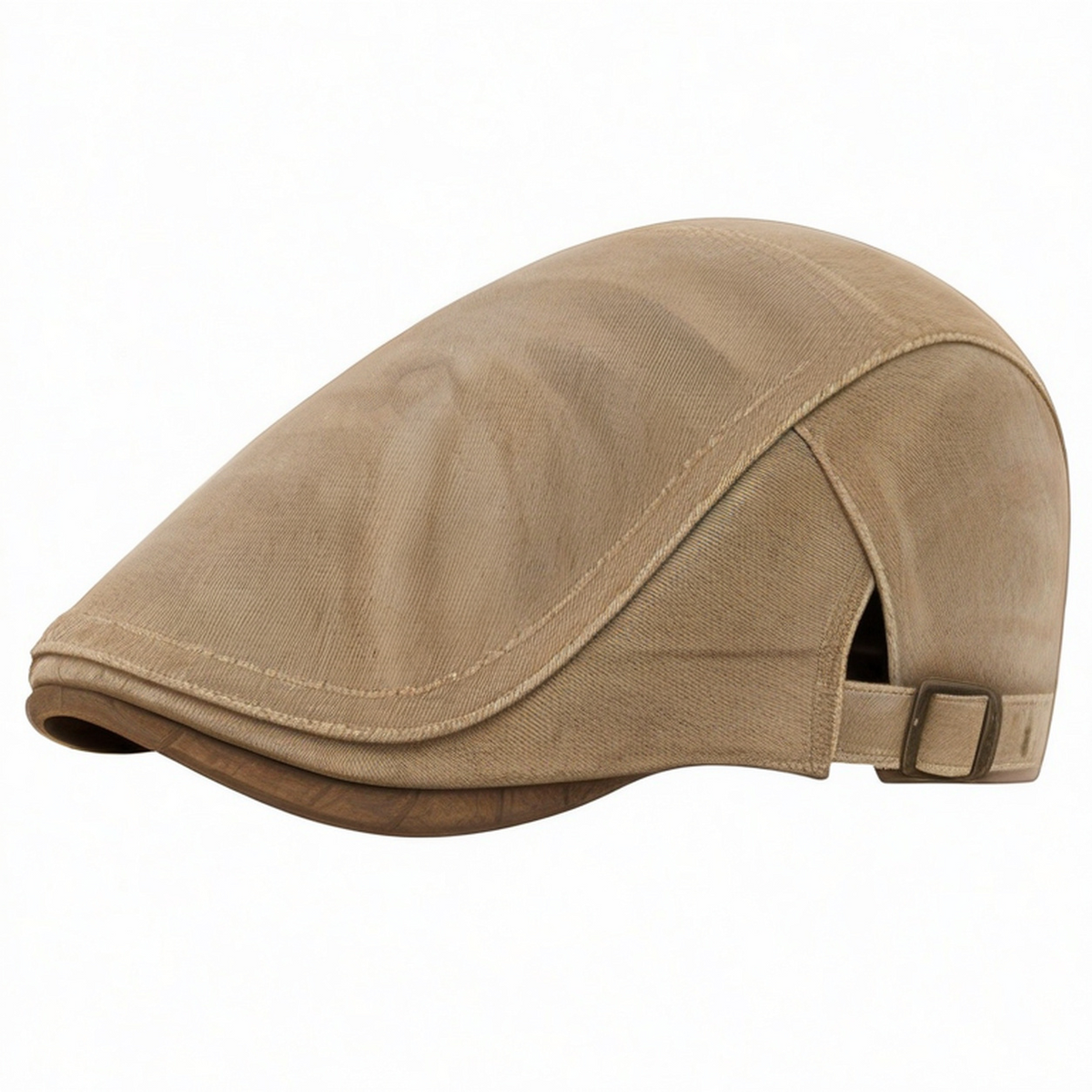 Cappello piatto taglia unica in tessuto beige regolabile stile casual