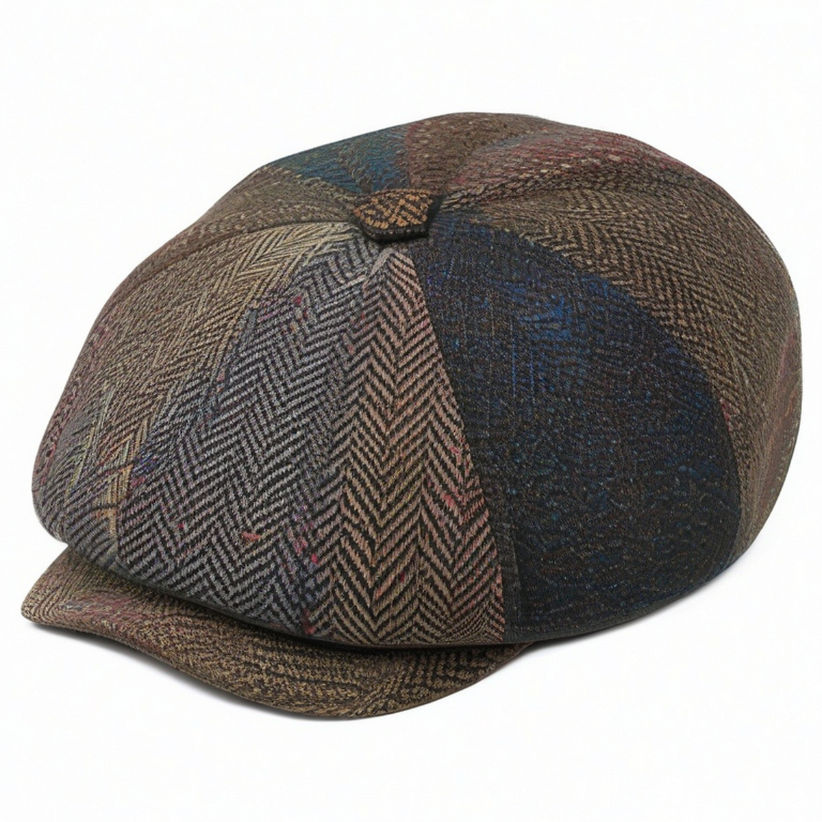 Cappello coppola taglia unica in tessuto multicolore stile patchwork per uso quotidiano