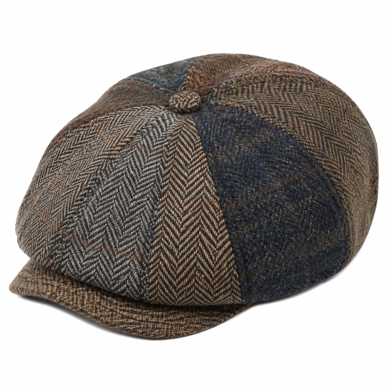 Cappello coppola taglia unica in tessuto multicolore stile patchwork per uso quotidiano