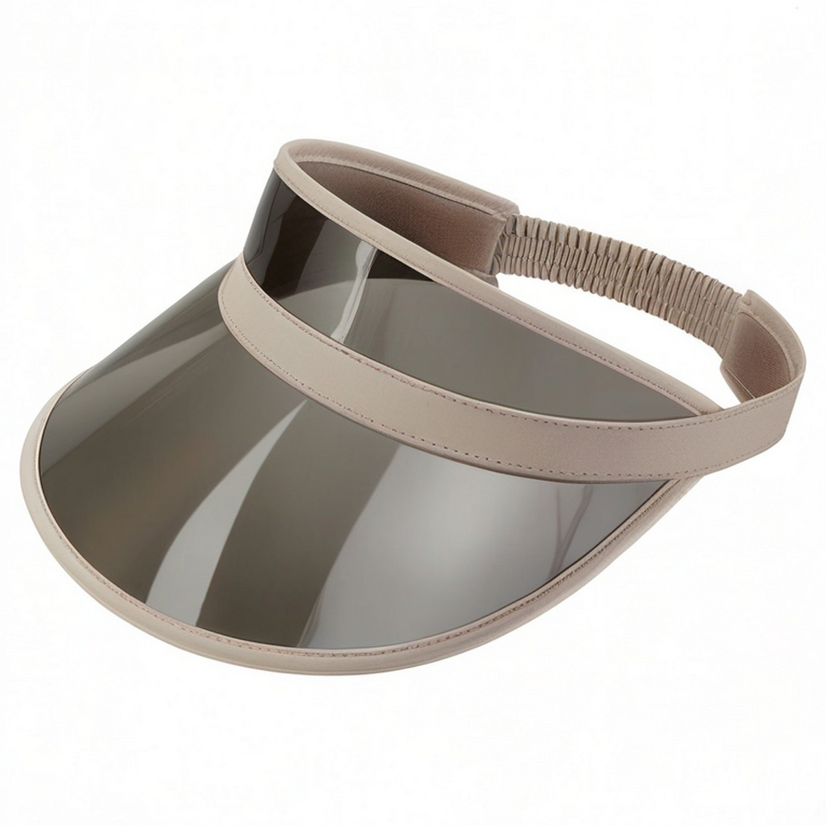 Visiera parasole unisex taglia unica in PVC trasparente beige con fascia elastica