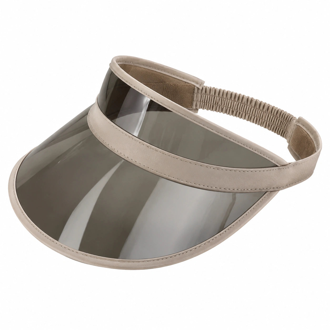 Visiera parasole unisex taglia unica in PVC trasparente beige con fascia elastica