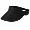 Visiera parasole donna taglia unica in materiale intrecciato nero - fascia elastica regolabile