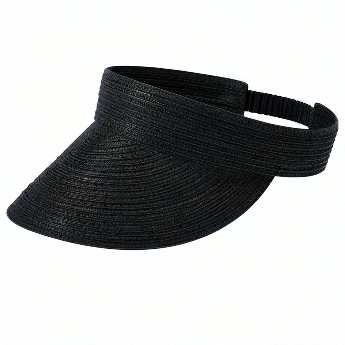Visiera parasole donna taglia unica in materiale intrecciato nero - fascia elastica regolabile