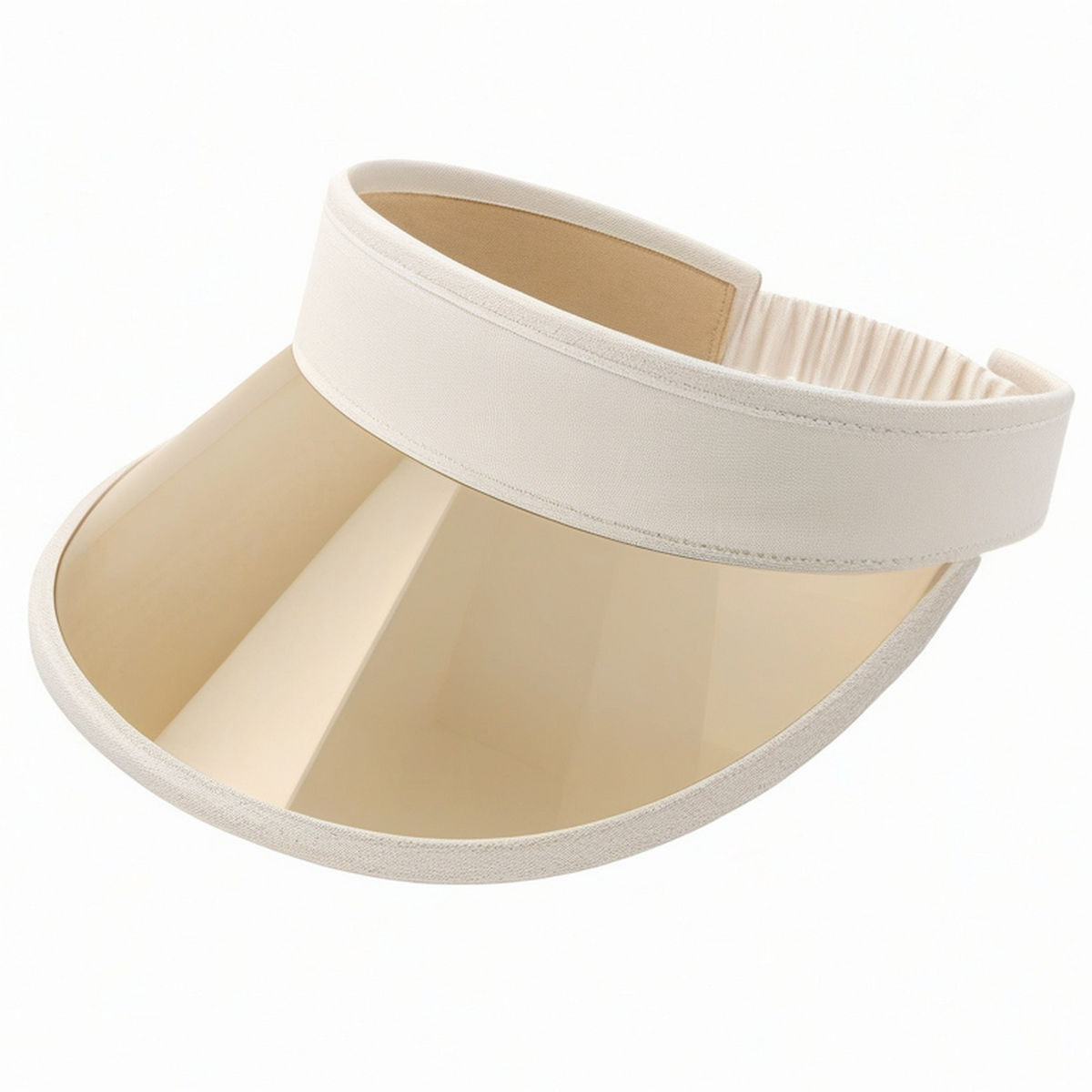 Visiera parasole taglia unica in tessuto e plastica trasparente beige stile sportivo