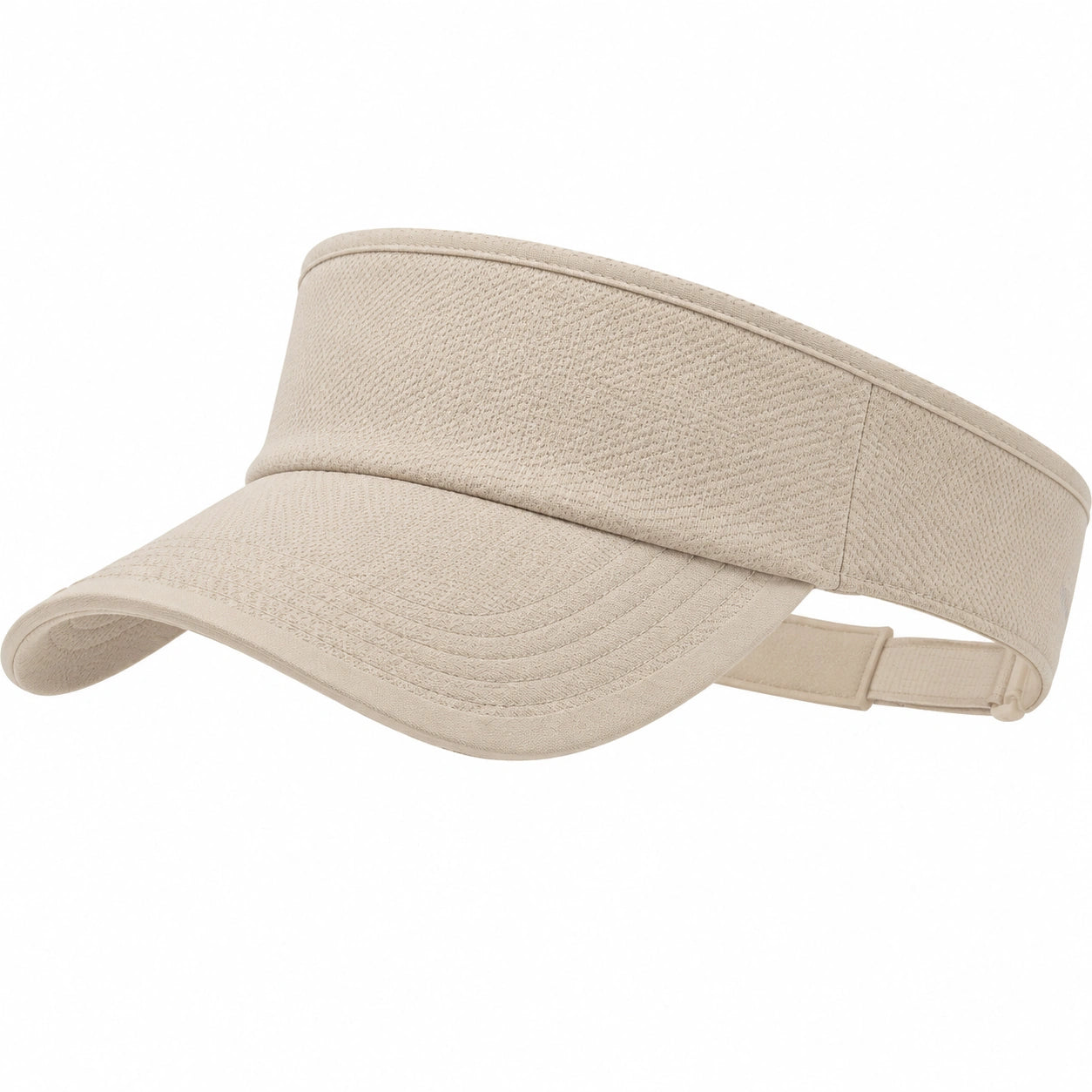 Visiera sportiva taglia unica beige in tessuto con chiusura regolabile